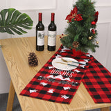 Christmas Decoration Red Black Checkered Cloth Printed Table Flag Christmas Table Flag Holiday Home Christmas Meal Mat