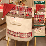 Christmas Chair Cover Christmas Home Decoration Cartoon Old Man with Hat Snowflake Chair Cover