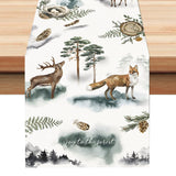 New reindeer fox white linen table flag Christmas decoration tablecloth tea flag printed coffee table cloth