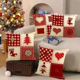 Christmas tree checkered pillow cover linen Christmas socks striped printed pillowcase for holidays