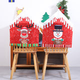 Christmas New Printed Chair Set Cartoon Old Man Snowman Chair Set Restaurant Bar Dining Table Christmas Decorations