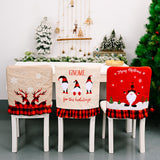 Christmas decoration supplies, checkered cloth, chair back cover, linen, faceless elderly, reindeer chair cover