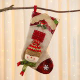 3D Linen Splicing Cartoon Christmas Socks Christmas Decorations Gift Pendants