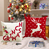 Christmas deer print pillow cover linen pillowcase holiday sofa cushion waist pillowcase home