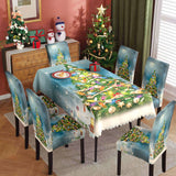 Christmas printed tablecloth, chair cover, waterproof, oil resistant, festive decoration, dining table cloth, chair cover, universal household use