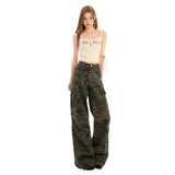 Women's High-Waisted Cargo Casual Pants for Spring and Summer Trendy Wide-Leg Floor-Length Trousers