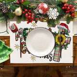 Skull Milk Tea Cup Printed Meal Mat Christmas Snowflake Letter Linen Table Mat Holiday Table Decoration Insulation Mat