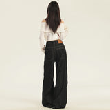 Casual Loose Wide-Leg Jeans Women Straight Leg Floor-Length Pants