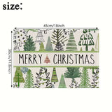 Christmas linen placemat Christmas tree print kitchen and restaurant decoration table mat