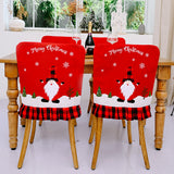 Christmas decoration supplies, checkered cloth, chair back cover, linen, faceless elderly, reindeer chair cover