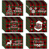 Santa Claus letter printed table mat Christmas restaurant white linen table mat living room dining table