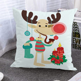 Christmas reindeer print pillow cover holiday snowman super soft pillowcase living room sofa decoration cushion