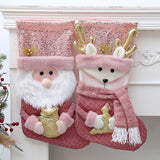 Christmas Decorations Pink Plush Christmas Socks Children's Candy Bag Creative Gift Bag Pendant