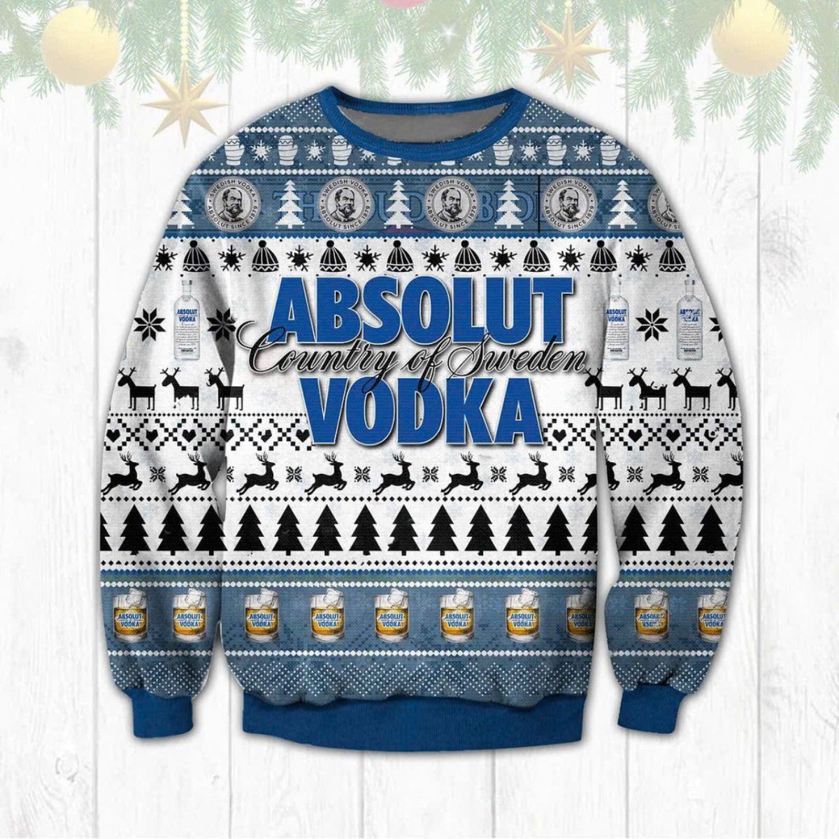 Absolut Vodka Christmas Pine Tree Ugly Sweater
