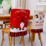 Christmas decoration supplies, checkered cloth, chair back cover, linen, faceless elderly, reindeer chair cover