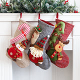 Christmas Decorations Knitted Yarn Large 3D Santa Claus Snowman Deer Christmas Socks Gift Bag