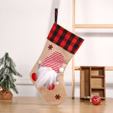 Christmas Socks Pendant Faceless Elderly Checkered Christmas Socks Gift Bag Christmas Decorations