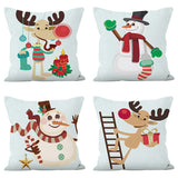 Christmas reindeer print pillow cover holiday snowman super soft pillowcase living room sofa decoration cushion