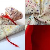 Christmas gift bag, gold foil five pointed star children's gift bag, Dutch velvet rainbow drawstring gift bag