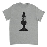 Gray t-shirt with black graphic design featuring the number 29 on a white background
