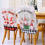 Christmas decoration linen cartoon faceless elderly chair cover forest grid Christmas chair decoration