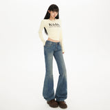 Low Waist Hot Pants, Flared Jeans Autumn Winter Slim Fit Stretchy Denim Pants for Women