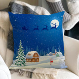 Christmas snowman linen pillowcase Christmas tree printed pillowcase bedroom sofa decorative cushion cover