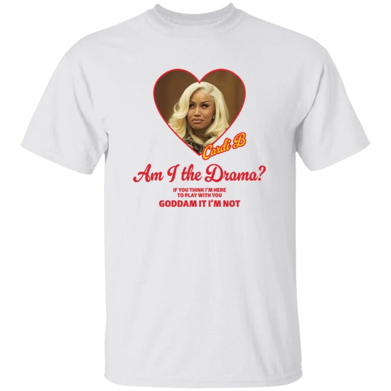 White t-shirt with a graphic of a heart and text, featuring a well-known personality.