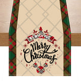 Santa Claus checkered white linen table flag geometric Christmas tree printed tablecloth decoration tablecloth tea flag