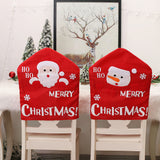Santa Claus Snowman Chair Cover Christmas Banquet Fabric Chair Stool Backrest Decorative Bag Red Christmas Chair Cover
