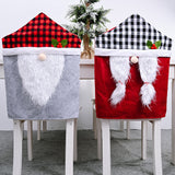 Christmas Decorations Checkered Forest Elderly Chair Cover Faceless Doll Chair Cover Cartoon Chair Cover Backrest