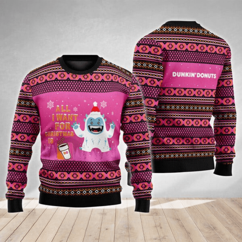 Dunkin Donuts Yeti Ugly Sweater