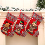 Christmas socks, gift bags, Santa Claus bells, checkered socks, Christmas decorations