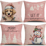 Pink Dog Christmas Snowman Pillow Cover Amazon Home Sofa Cushion Cover Holiday Pillow