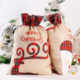 Christmas decoration grid sticker embroidered large cloth bag, children's holiday gift bag, candy bag