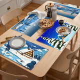 Christmas placemat white hemp Christmas scenery print home table mat living room dining table coaster