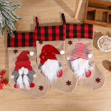 Christmas Socks Pendant Faceless Elderly Checkered Christmas Socks Gift Bag Christmas Decorations