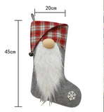 New Christmas Decorations Checkered Cloth Red Grey Faceless Doll Christmas Socks Christmas Children's Gift Socks
