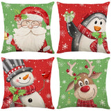 Christmas Day Pillowcase Linen Christmas Snowman Printed Home Pillowcase Living Room Sofa Cushion Cover