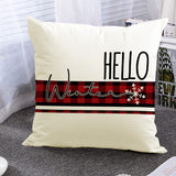 Christmas Pillowcase Linen Red Black Checkered Letter Printed Pillow Cover Holiday Living Room Decoration