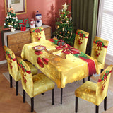 Christmas printed tablecloth, chair cover, waterproof, oil resistant, festive decoration, dining table cloth, chair cover, universal household use