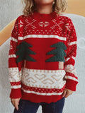 Knitted Christmas Tree Cartoon Jacquard Holiday New Year Sweater