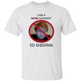 White t-shirt with a graphic and text against Ed Sheeran