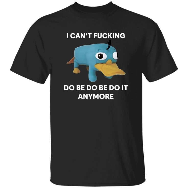 Black t-shirt with a cartoon character and text on a white background