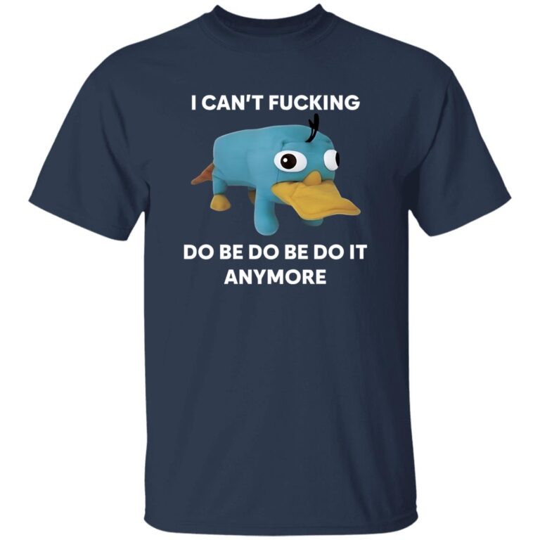 Navy blue t-shirt with a cartoon character and text on a white background