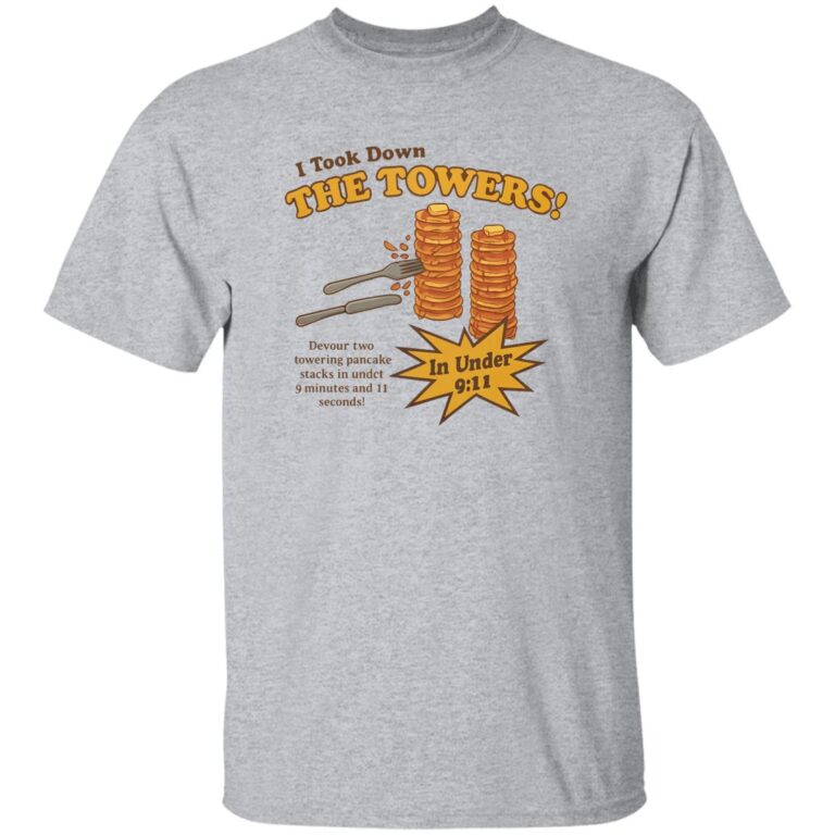 Gray t-shirt with graphic design and text on a white background