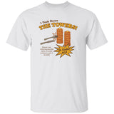 White t-shirt with graphic design and text on a white background