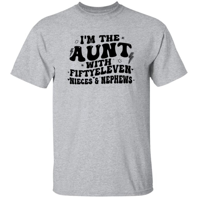 Gray t-shirt with black text on a white background