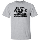 Gray t-shirt with black text on a white background