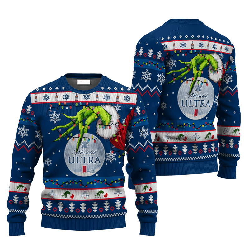Michelob Ultra Grinch Hand Stock Ugly Sweater